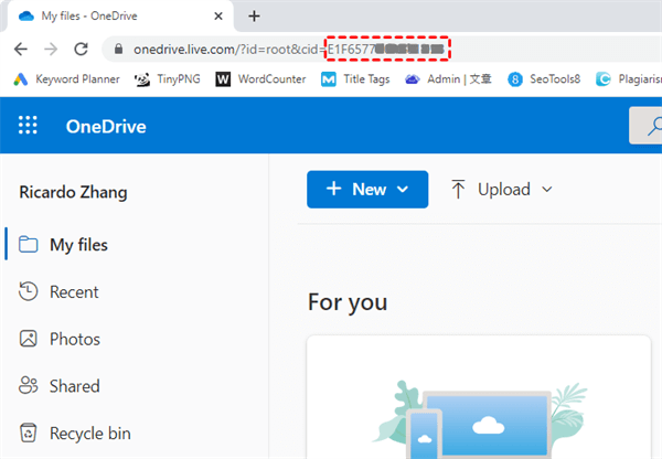 Copy the CID Code of Your OneDrive Account