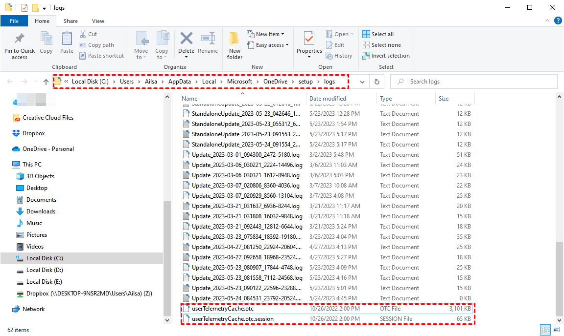 Delete OneDrive Cache Files