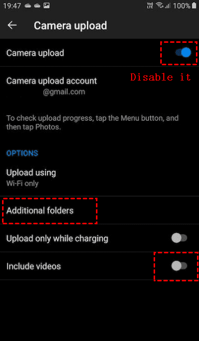 Disable Camera Upload