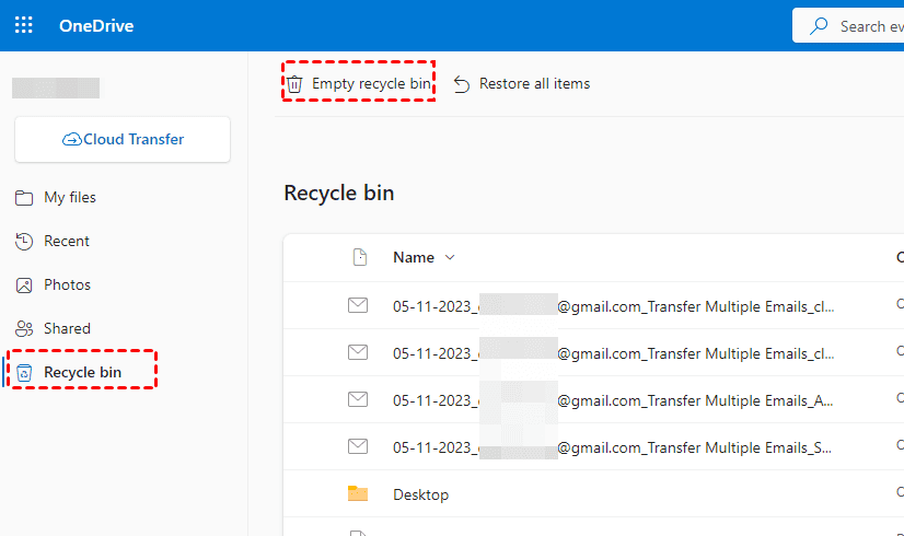 Empty OneDrive Recycle Bin