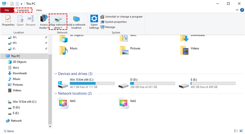 Map Network Drive in File Explorer