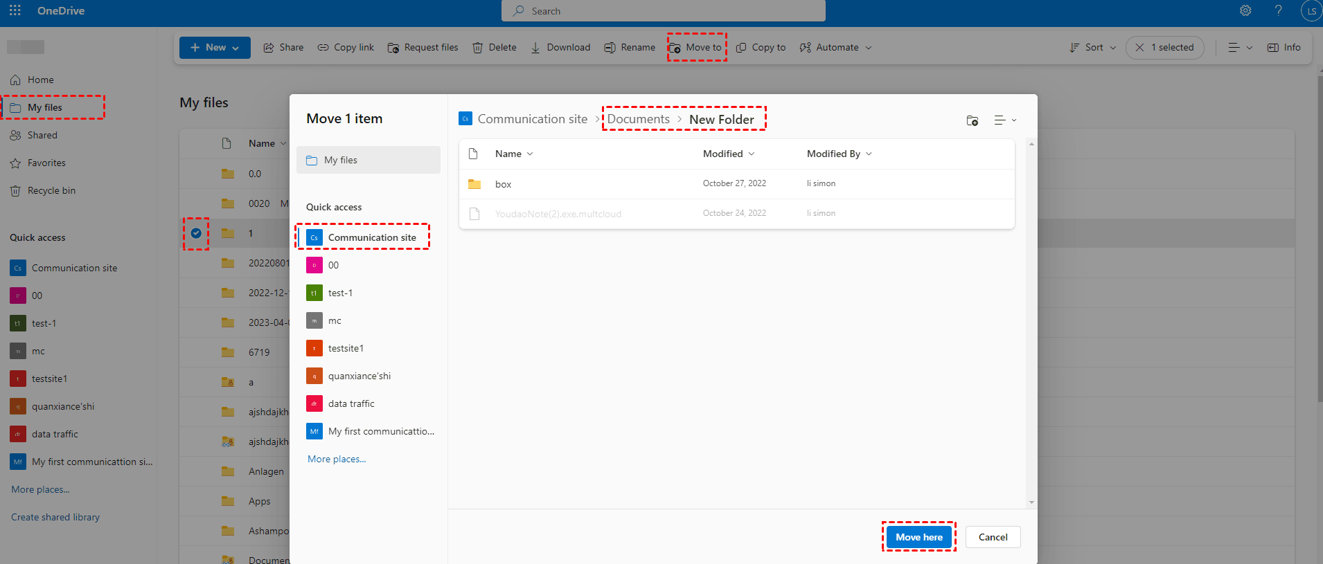 Move OneDrive to SharePoint Site