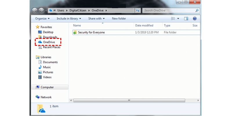 OneDrive on File Explorer