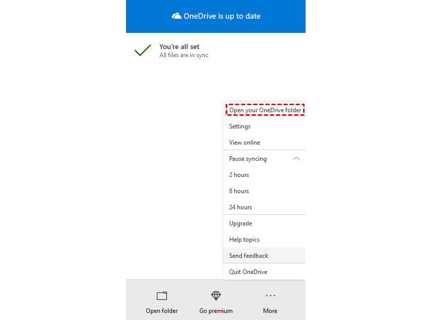 Open OneDrive Folder in File Explorer
