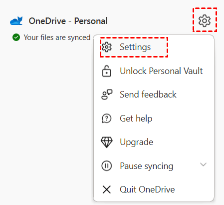 Open OneDrive Settings
