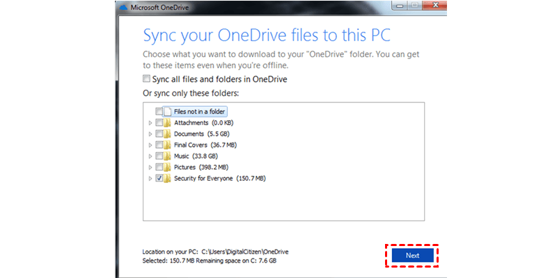 Sync Your Folder to OneDrive