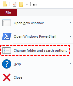 Change the Folder and Search Options of File Explorer