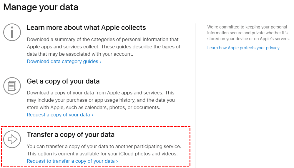 Request to Transfer a Copy of Your Data
