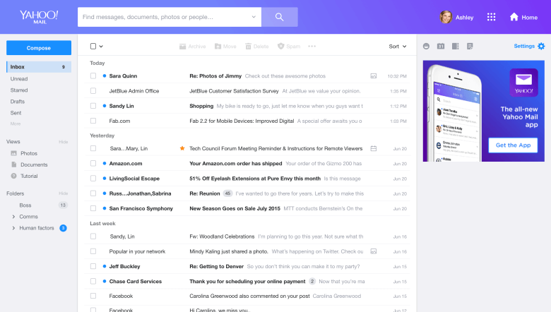 Yahoo Mail Interface