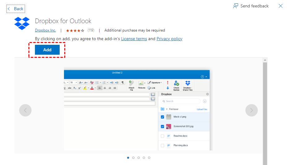 Add Dropbox to Outlook