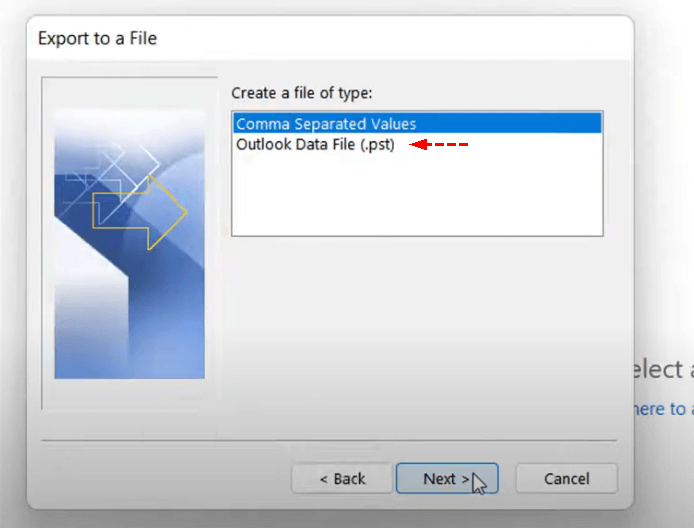 Choose Export to a File