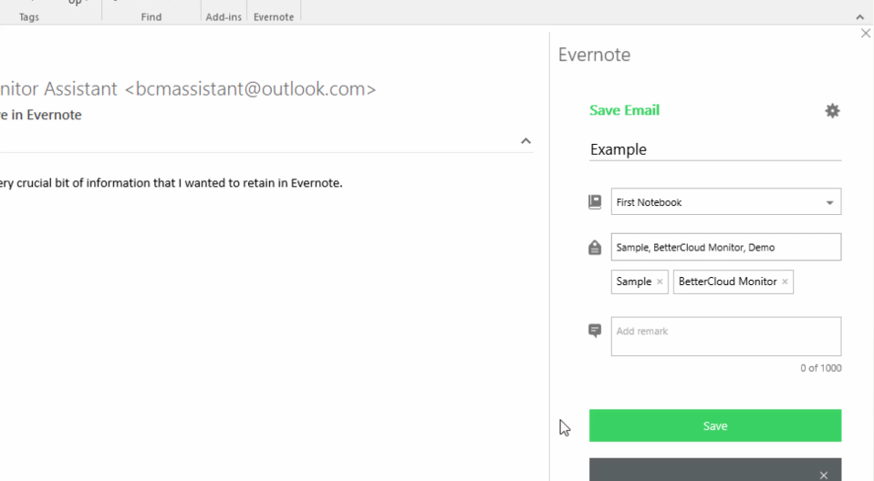 Evernote to Microsoft Outlook integration