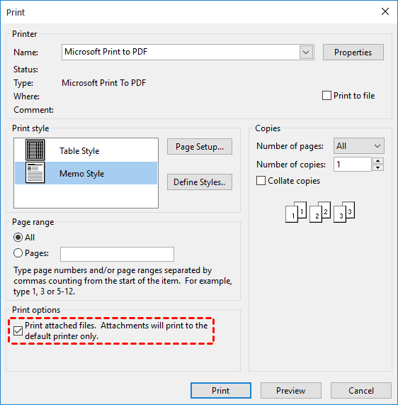 Print Attached Files in Outlook