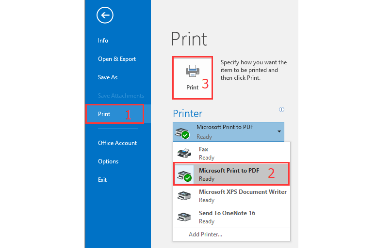 Print Outlook to PDF