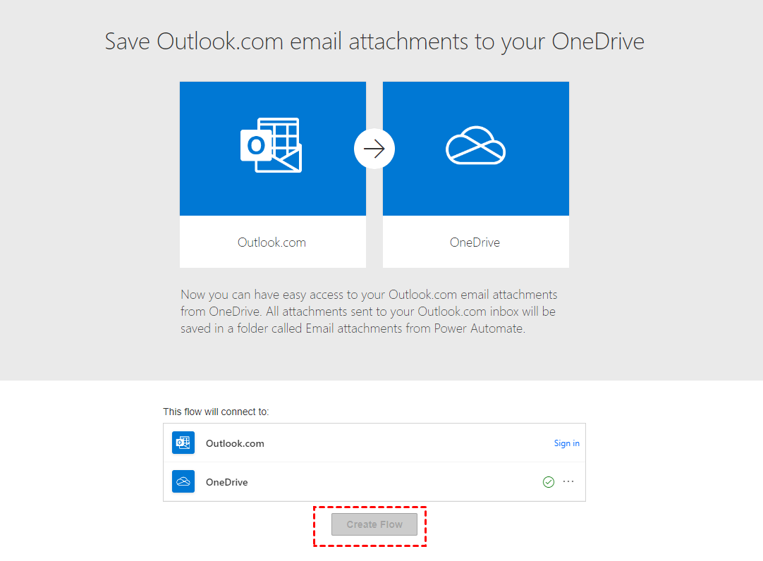 Connect Outlook and OneDrive with Power Automate