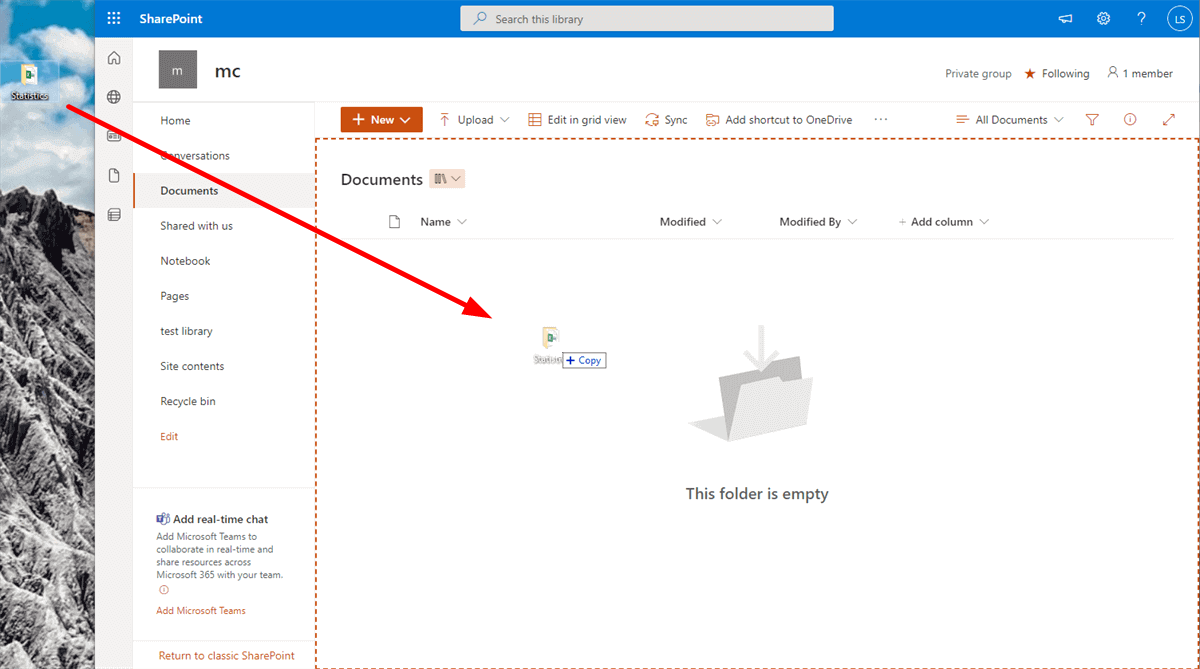 Drag the Local Folder and Drop to SharePoint
