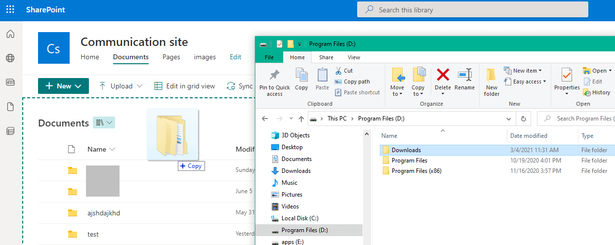 Drag and Drop Folders to SharePoint