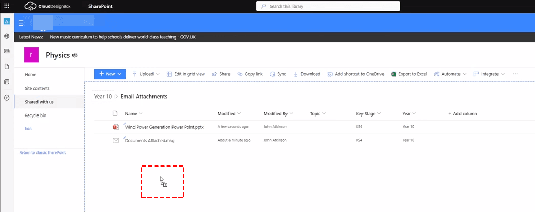 Drop Email Attachment to SharePoint