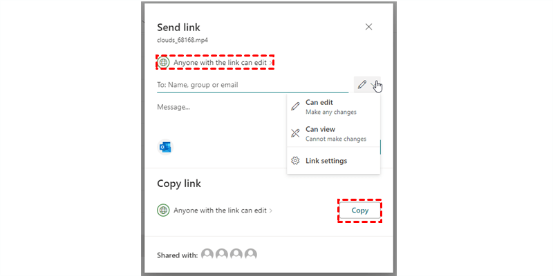 Send Link or Copy Link