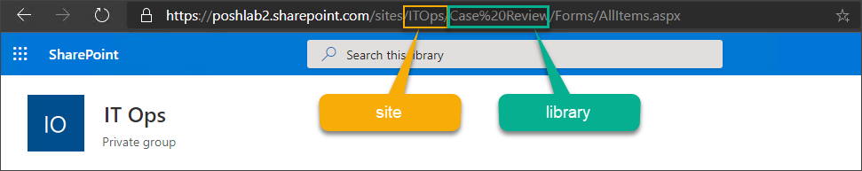 SharePoint-Seite und Bibliotheks-URL finden