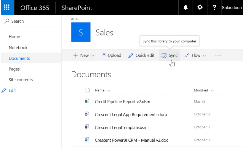 Sync SharePoint Files