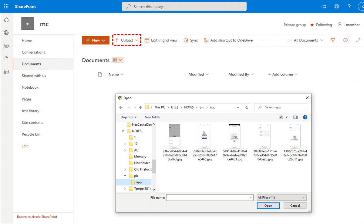 Upload Files to SharePoint Online