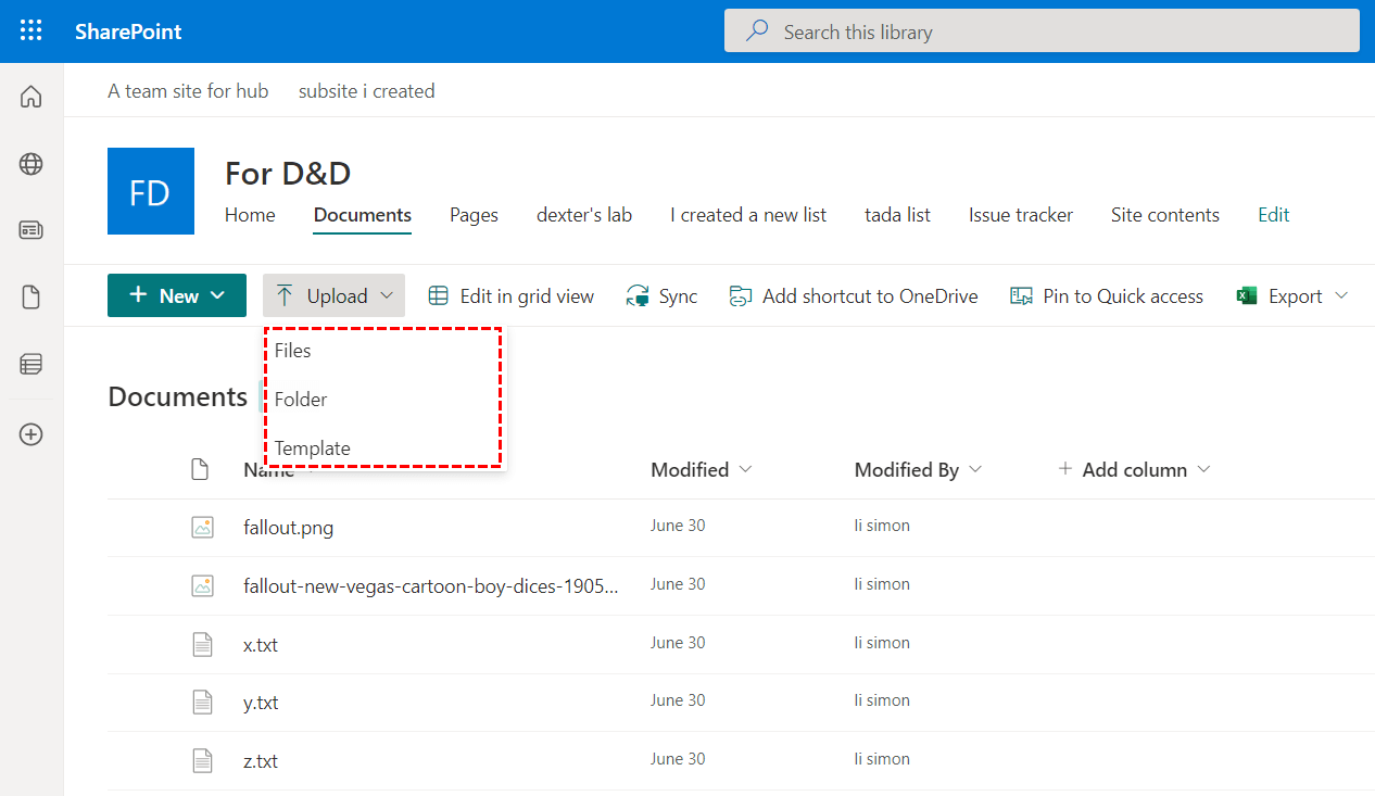 Upload to SharePoint