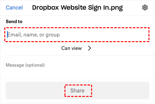 Share Photos to Dropbox Users through App