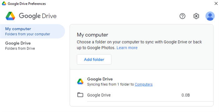 Add Folder to Sync with Google Drive