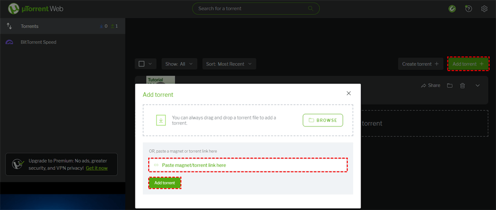 Προσθέστε σύνδεση μαγνήτη στο uTorrent