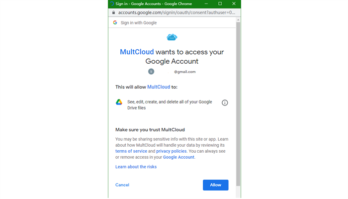 Allow to Access Google Drive