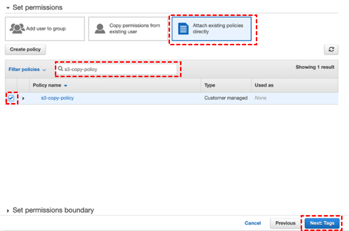 Attach Existing Policies