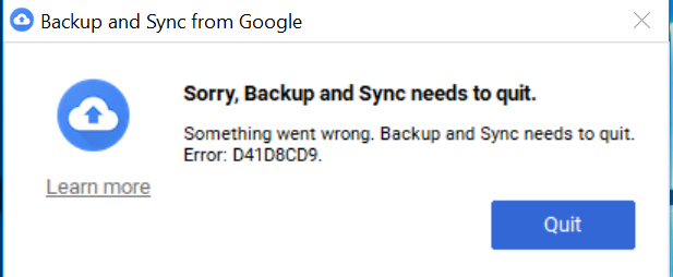 Google Backup and Sync Needs to Quit