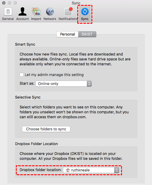 Change Dropbox Folder Location on Mac