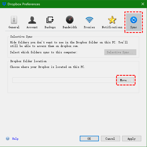 Change Dropbox Folder Location on Windows