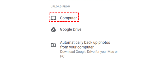 Click Computer on Google Photos