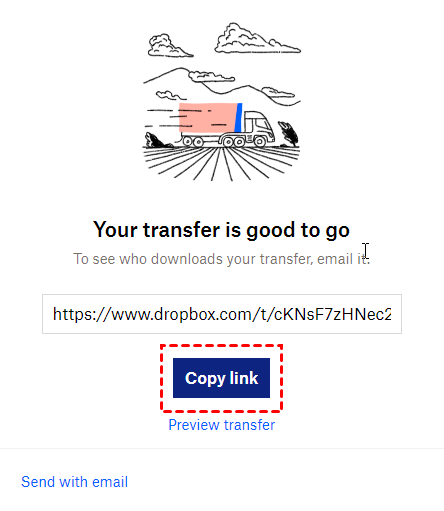 Copy Link to Transfer Dropbox Folder