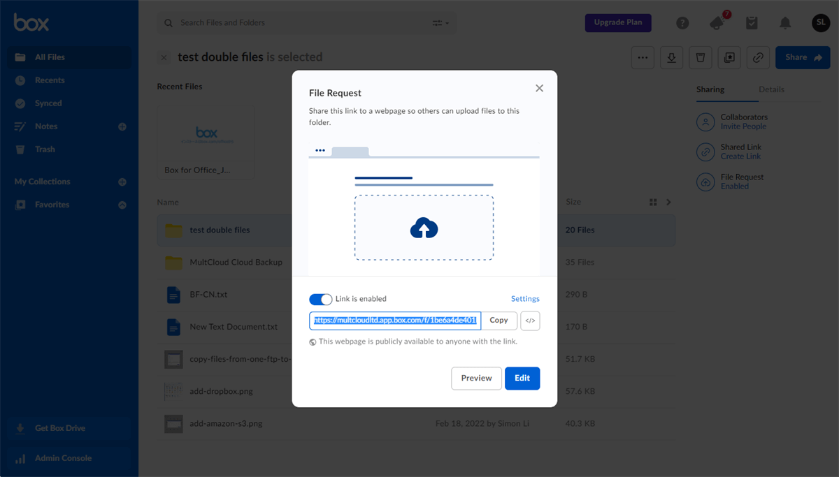 Create A Box File Request