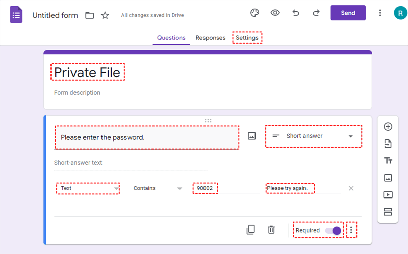 Create Google Drive Password Protection in Google Forms