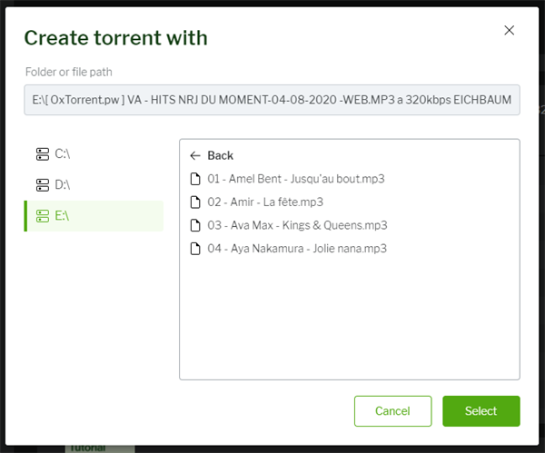 Create Torrent File in uTorrent