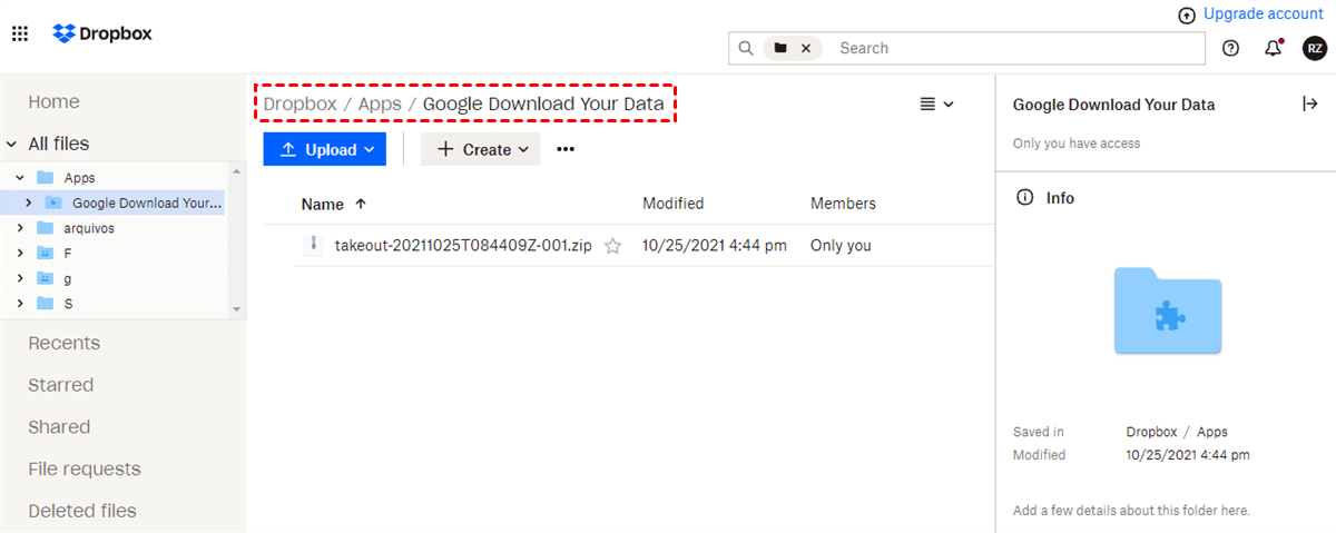 Files in Dropbox Backed up from Google Drive