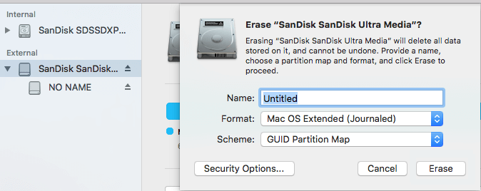 Erase Mac OS Extended