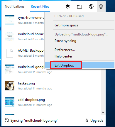 Exit Dropbox
