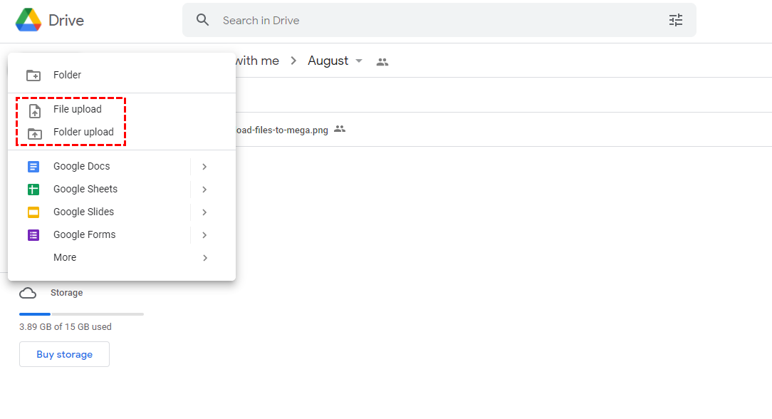 Upload Files to Google Drive Shared Folder