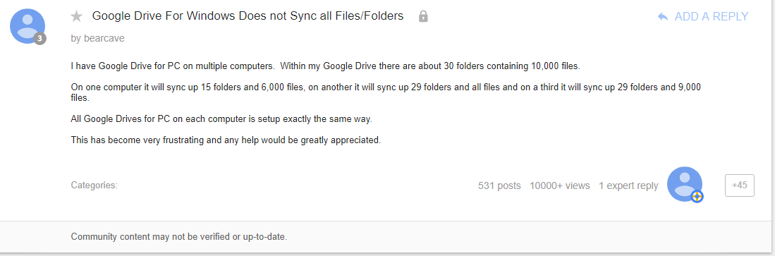 Google Drive Does Not Sync All Files