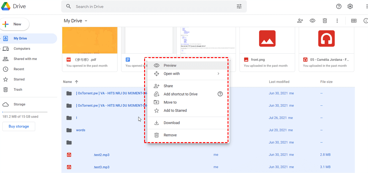 Uploading Files and Folders on the Google Drive