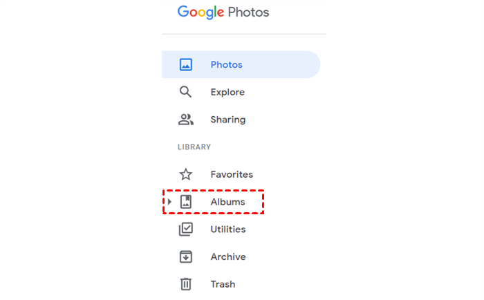 Head to Album on Google Photos