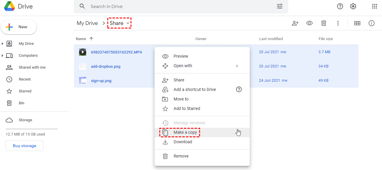 Make Copies of Files in the Google Drive Folder