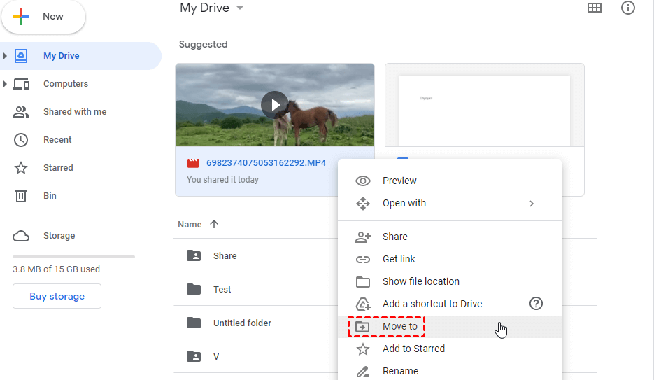 Share Video to Google Drive’s Shared Folder