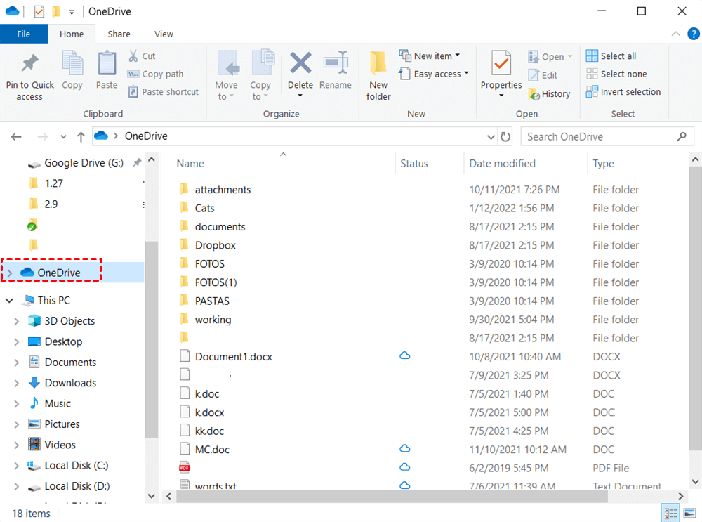 OneDrive Folder in File Explorer